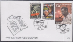 BELGIUM Sc # 1953-5 FDC de 3 HONRANDO GEORGES SIMENON, ESCRITOR - Imagen 1 de 1