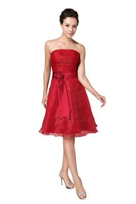 HBH Brautmode kurz Brautkleid, Partykleid,eine Schleife mit Rose,Reißverschluss - Bild 1 von 3