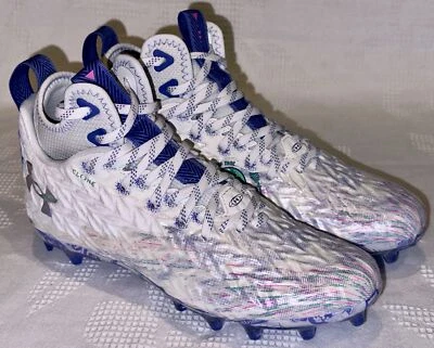 UNDER ARMOUR Spotlight Clone LE White Blue Molded Football Cleats Womens 7.5 9.5 - Image 1 of 4