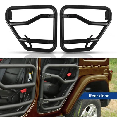 Rear Tubular Tube Half Door Guards For 2018-2025 Jeep Wrangler JL & Gladiator JT - Imagem 1 de 4