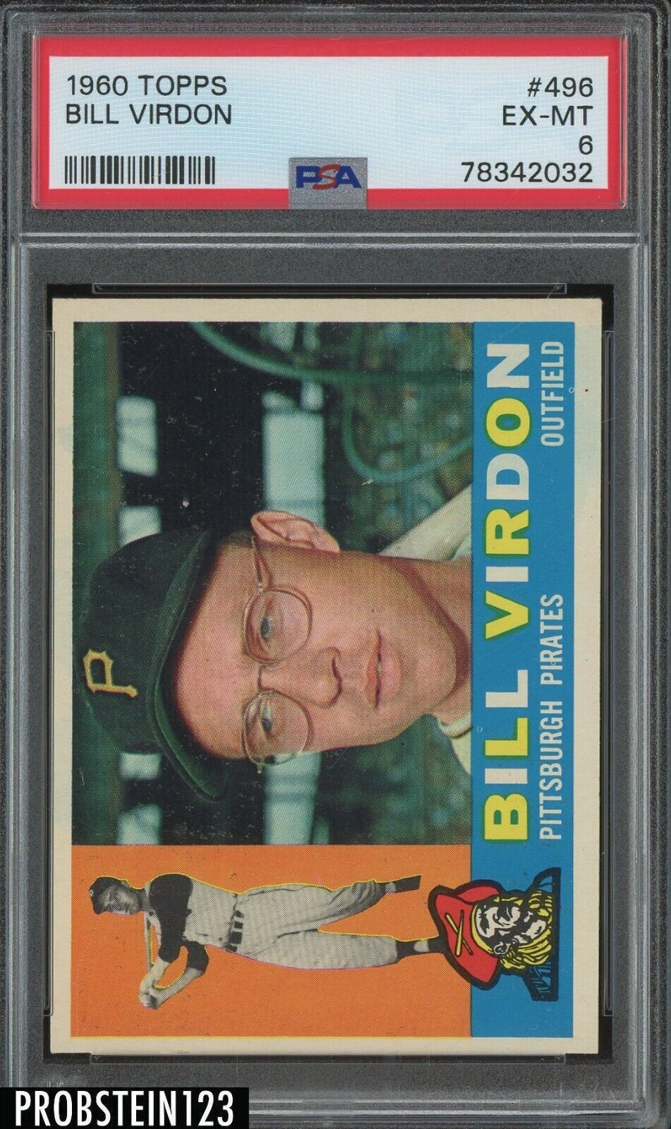 1960 Topps #496 Bill Virdon Pittsburgh Pirates PSA 6 EX-MT