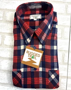Camicia uomo flanella robusta trail taglia grande rossa blu a quadri vintage nuova paletta - Foto 1 di 9