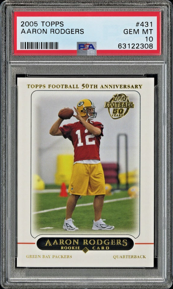 2005 TOPPS #431 AARON RODGERS RC PACKERS PSA 10 - Image 1 of 2