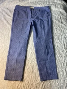 Women’s Etcetera Blue & White Cropped Textured Print Pants Size 12 Geometric - Picture 1 of 11