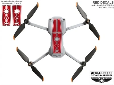 DJI Air 2S Racing Stripes With Battery Decals Number #1-3 Sticker Skin - Image 1 of 4