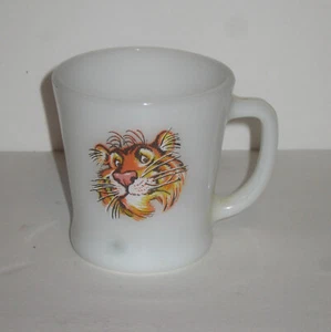 Esso Exxon Tiger Mug Coffee Cup Fire Anchor Hocking Milk Glass 1950's - Picture 1 of 3
