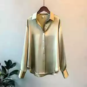 Abbigliamento donna autunno 2024 camicia seta blusa vintage donna top trasparente donna lungo - Foto 1 di 34