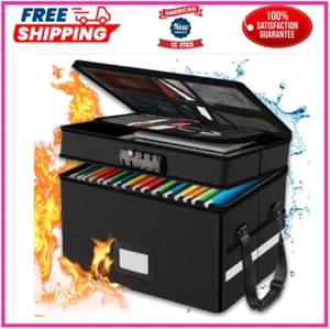 RHM Fireproof Document Box with Lock, 2 Layer Fire Proof File Box for Documen... - Picture 1 of 7