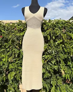 Torn by Ronny Kobo XS Melanie Lark Wht. Crochet V Neck Racer back Midi Dress-NWT - Picture 1 of 15