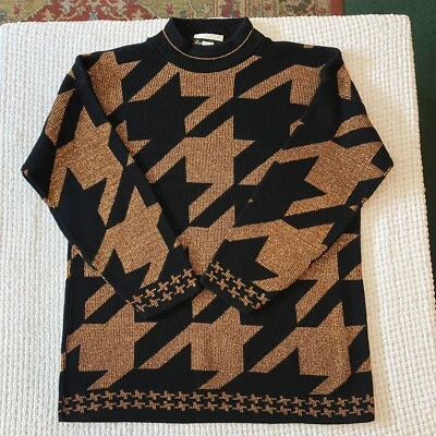 Suéter De Colección Años 80 Dana Scott Grande Negro Cobre Metálico Acrílico Lurex Hecho en EE. UU. Foto 1 de 4