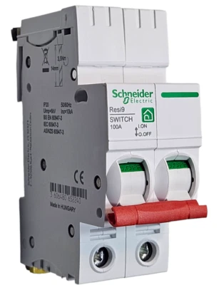 Desconector interruptor principal Schneider R9S87291 Resi9 100A caja de fusibles interruptor principal Foto 1 de 3