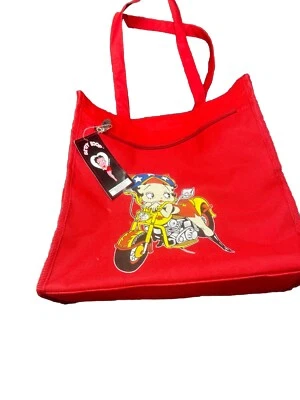 Betty Boop Motociclista Y2K Rojo Cartera Bolso para Libros Bolso de Compras 2004 RARO De Colección Foto 1 de 4