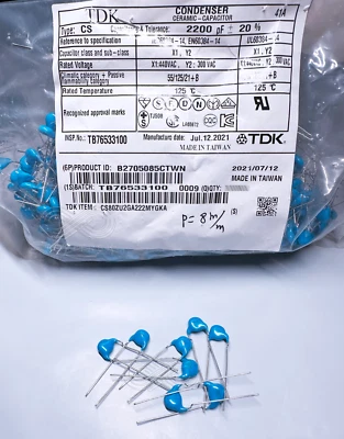 25X CS222M TDK 2200pF 2.2nF 440V/300V X1,Y2 High Voltage 2.6kV Ceramic Capacitor