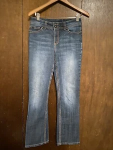 Code Bleu Annette modern Rise Boot-Cut Thick Stitch Flap Pockets Jeans Sz 4/26 - Picture 1 of 5
