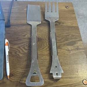 Vernco Stainless/ Wood BBQ Grill Set Can & Bottle Opener Tong Fork Spatula Japan - Picture 1 of 7