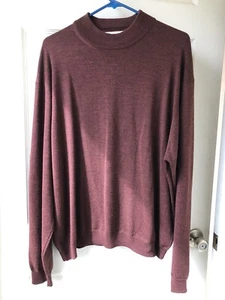 Pronto Uomo Sweater Mens  Extra Large XL Burgundy 100% Extra Fine Merino Wool - Picture 1 of 5