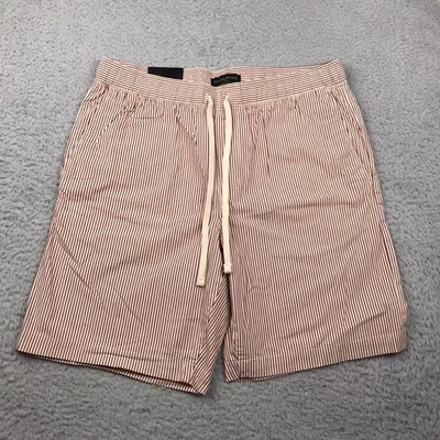 Pantalones Cortos Banana Republic Deck Para Hombre M Rojo Rayas 8" Algodón Elástico Cordón NUEVO Foto 1 de 4