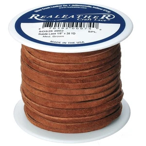 Realeather Crafts SOS25-2002 Suede Lace .125"X25yd Spool-Medium Brown - Picture 1 of 1