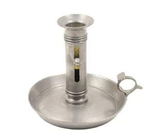 Pewter Push Up Candlestick Holder Chamber Stick Adjustable Marked Denmark - Picture 1 of 8