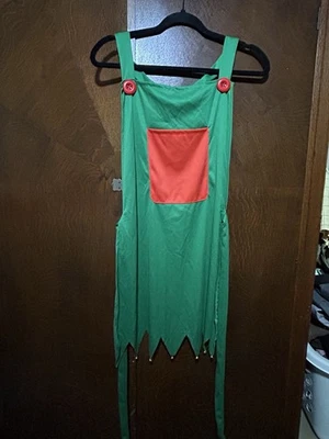 Green & Red Christmas Elf Apron For Costume Unisex OS - Image 1 of 2