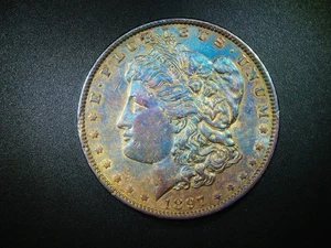 UNC. BEAUTIFULLY TONED 1897 MORGAN SILVER DOLLAR BEAUTIFUL COLLECTORS COIN M-833 - Picture 1 of 5