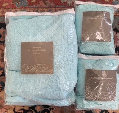 Williamsburg William & Mary Matelasse Coverlet Queen с Двумя Евро Накидками Новый! - Изображение 1 из 4