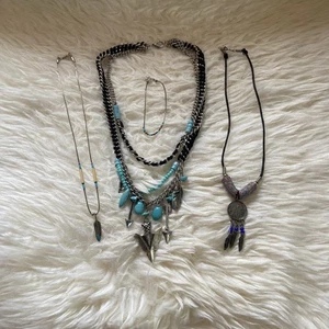 Büffel Indianer Kopf Nickel und Faux Türkis Halsketten & Armband Lot - Bild 1 von 7