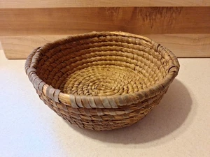 Antique basket rye grass Amish Pennsylvania coiled hand made handles - Picture 1 of 23