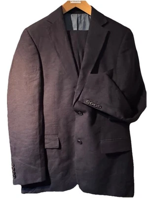 HUGO BOSS (PASOLINI/M) SMART CLASSIC RETRO BLUE LINEN SUIT UK 36R EU 46R - Image 1 of 4