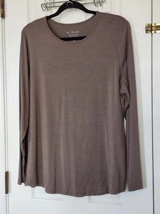 By Chicos 3 Womens Shirt Long Sleeve Round Neck Basic Layering Brown Size XL - Picture 1 of 4