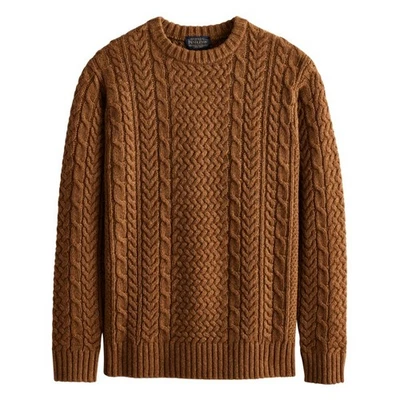 NEW Pendleton 100% Wool LS Sweater Cable Knit Men’s XL Brown Fisherman $179 - Image 1 of 4