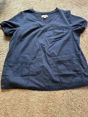 Women’s Koi Navy Blue V-neck Scrub Top Short Sleeve Size 2x - Image 1 of 4