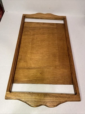 Bandeja para servir madera vintage de 27 pulgadas con asas, bandeja grande de madera para otomana Foto 1 de 4