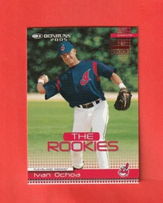 2005 Donruss PRESS PROOF RED ROOKIES # 38 Ivan Ochoa CLEVELAND INDIANS 049/200 - Image 1 of 2