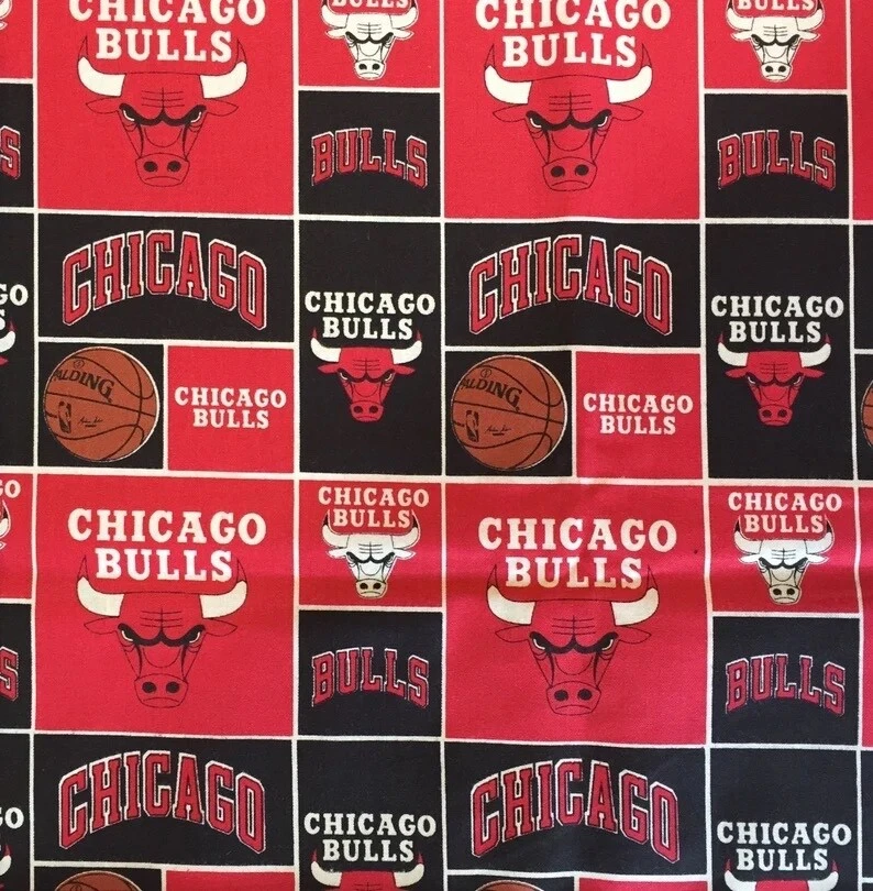 Official Chicago Bulls Patchwork Cotton Fabric Size 36 X 45" - Image 1 of 1
