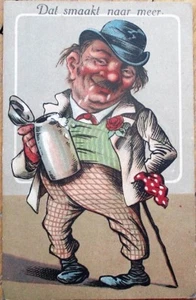 Betrunkener trinkt aus Bierstein 1916 Farblitho Postkarte - Bild 1 von 1