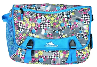Bolso de hombro escolar High Sierra Tank Messenger azul pata de gallo tableta portátil Foto 1 de 4