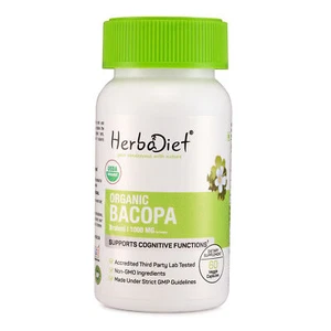Organic Bacopa Monnieri Brahmi Capsules Bacosides Boost Memory Focus Enhancer - Picture 1 of 4