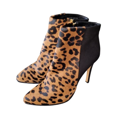Botines Club Monaco Animal Estampado Leopardo Gamuza Otoño Pelo de becerro Tacón Talla 8 Foto 1 de 4