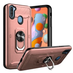Per Samsung A11 Champion Anello Magnetico in Metallo Rotazione 360° Cover ORO ROSA - Foto 1 di 2