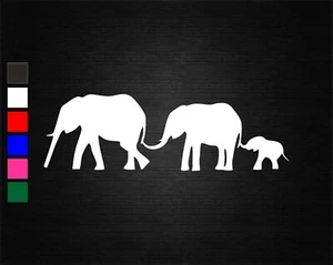 CUTE ELEPHANT FAMILY NATURE VINYL DECAL STICKER CAR/VAN/WALL/DOOR/LAPTOP/WINDOW - Picture 1 of 7