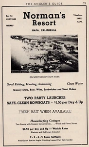 Anuncio impreso Norman's Resort Boats 1948 $1,50 al día Napa, California - Imagen 1 de 2