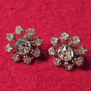Screwback Earrings 10K WGF Rhinestone Cluster Prong Set Open Back Vintage - Picture 1 of 4