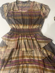 Vertigo Paris Striped Layer Dress With Ruffled Split Sleeves Size Large - Picture 1 of 6
