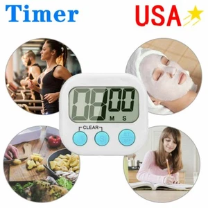 LCD Digital Kitchen Timer Magnetic Countdown Up Cooking Timer Clock Loud Alarm - Picture 1 of 11