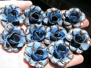 ZEHN blaue Metallkunst Rosen, Blumen zum Basteln, Schmuck, Verzierung, 2998 - Bild 1 von 2