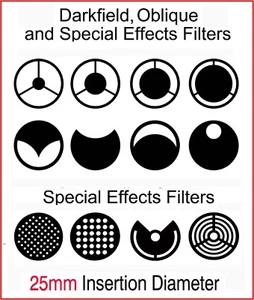 25mm Microscope Darkfield Oblique and  Special Effects Filters - Picture 1 of 1