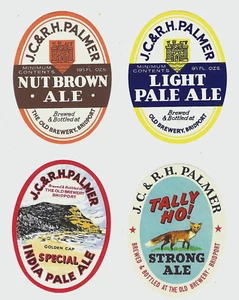 4 J.C. & R.H. PALMER ALE LABELS - THE OLD BREWERY BRIDPORT - Foto 1 di 2