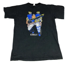 Vintage 90s 1991 X-Men Cable Single Stitch T Shirt Black Mens Sz L Rare Xmen - Picture 1 of 8