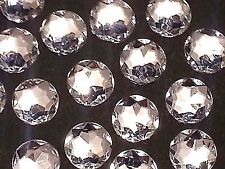 CraftbuddyUS 30pcs 20mm Clear FlatBack Silver Faceted Rhinestone Crystal Gems